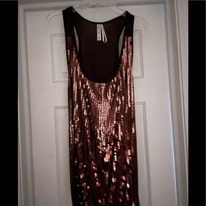Brown Tank Top with Brown/Copper Colored Sequins
